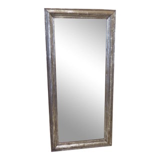 19th Century Traditional Pewter Tone Silverleaf Elongated Mirror For Sale