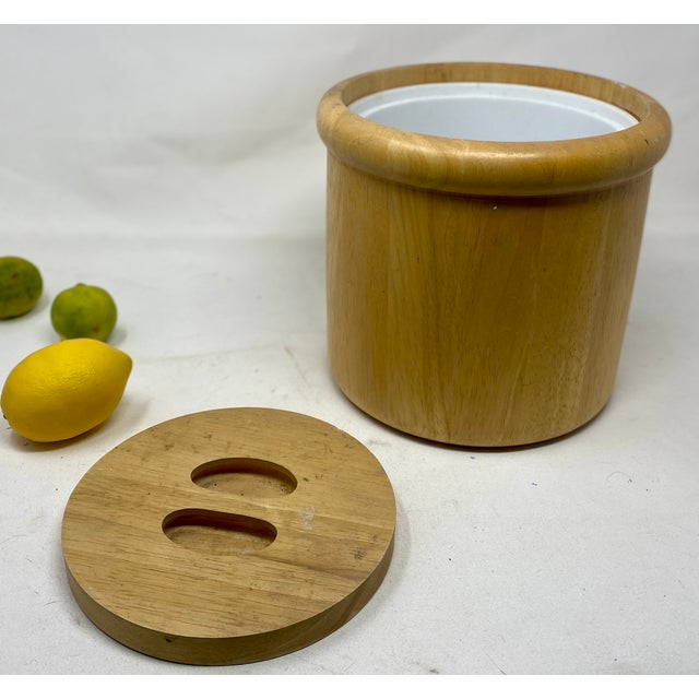 1980s Vintage Winsome Wood Minimalist Rubberwood Ice Bucket – Made in Thailand For Sale - Image 5 of 7