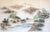 Large Japanese 4-panel painted silk Byobu (folding screen) depicts a Mountain Landscape with river, a man in a boat,...