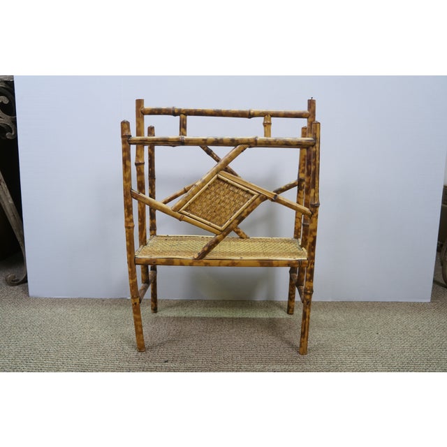 Antique Victorian Bamboo Divided Magazine Storage Rack 23" For Sale - Image 10 of 18