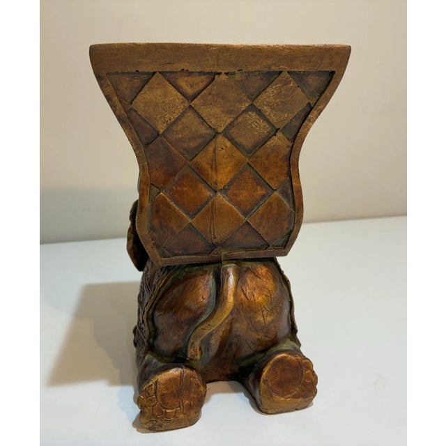 Vintage Hollywood Regency Elephant Cachepot Pair in Antiqued Gold For Sale In Philadelphia - Image 6 of 12