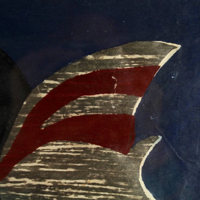 1950s Woodblock Print of a Javanese Puppet on Blue Ground by Kiyoshi Saito - 2d For Sale - Image 9 of 11