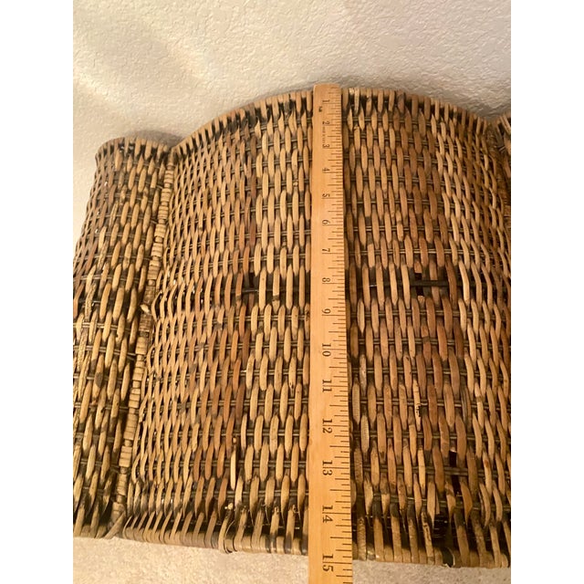 Vintage Woven Rattan Bombay Storage Chest With Lid Wrought Iron Scroll Feet, Handles, and Latch. For Sale - Image 10 of 17