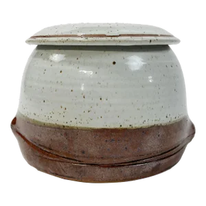 Vintage Speckled Studio Pottery Lidded Crock