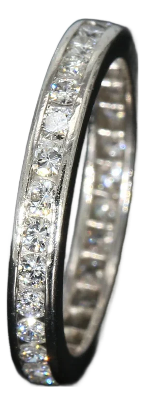 14k White Gold Diamond Channel Set Eternity Wedding Band - Size 5.5