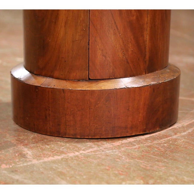 Wood 19th C. French Empire Style Walnut Bouillotte Table With Black Fossil Marble Top For Sale - Image 7 of 9
