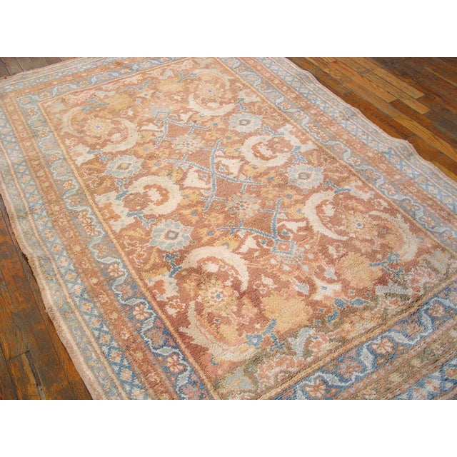 Indian 1930s Ivory Salmon Medallion Antique Agra Cotton Rug 4' 2" X 6' 8" Knotted Carpet For Sale - Image 3 of 6