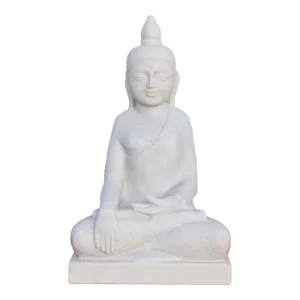 Handcarved Marble Burmese Meditating Buddha