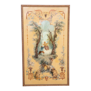 French Rococo Style Painting of l'Escarpolette After Jean-Honoré Fragonard