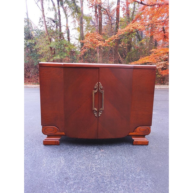 Wood Vintage Art Deco Serpentine Front Bar Cabinet With Felt-Lined Drawers For Sale - Image 7 of 7