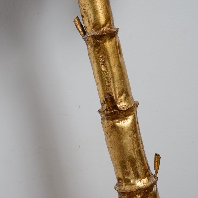 Metal Palm Frond Lamp Gilt-Metal Attributed to Maison Jansen For Sale - Image 7 of 13