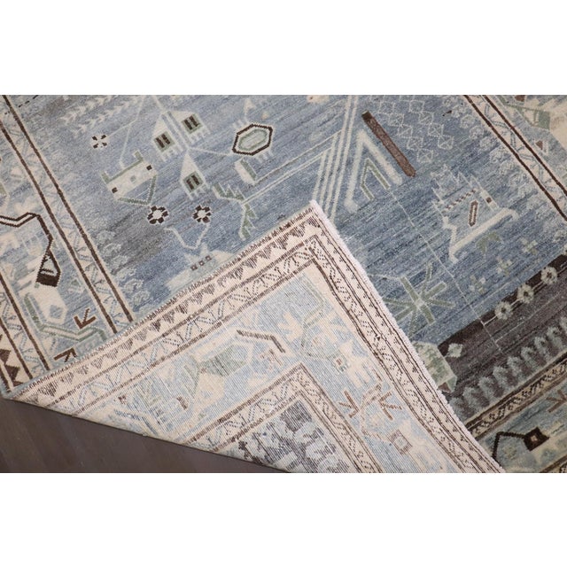 Gray Gray Blue Malayer Long Geometric Runner For Sale - Image 8 of 8