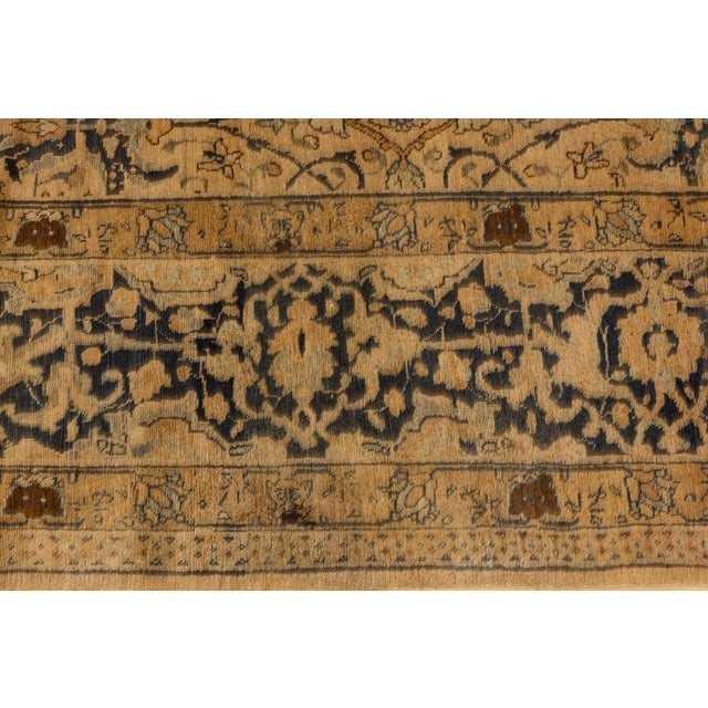 Late 19th Century Authentic 19th Century Persian Tabriz Botanic Handmade Wool Rug For Sale - Image 5 of 8