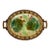 Late 19th Century Victorian Majolica Oval Leaf, Fern and Greek Key Pedestal Dish With Handles For Sale