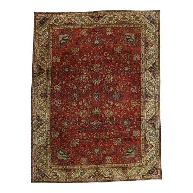 Vintage Persian Tabriz Rug - 10'10 X 14'05 For Sale