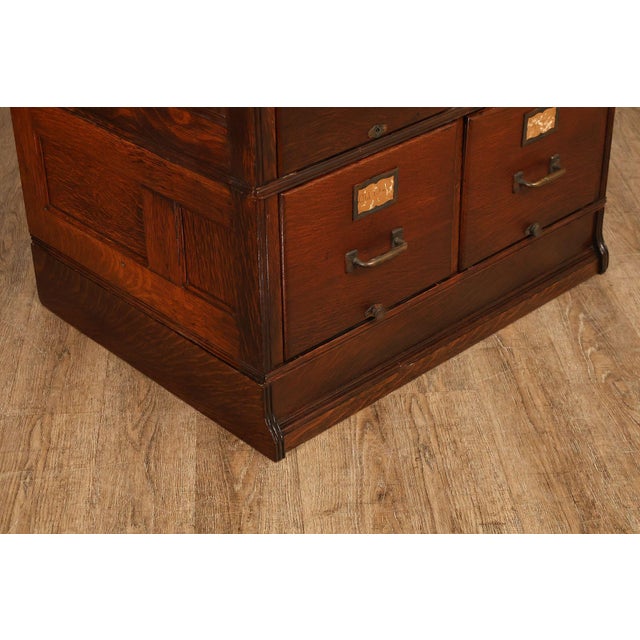 Yawman & Erbe Antique Oak Multi-Drawer File Cabinet For Sale - Image 11 of 18