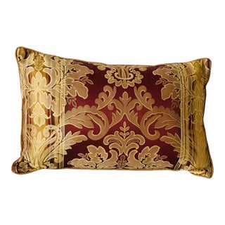 1990s Boho Fortuny Baroque Style Silk Brocade Tapestry Lumbar Pillow For Sale