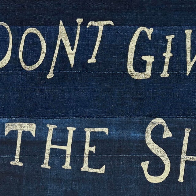 Large Patchwork Flag, Vintage Indigo, Don't Give Up the Ship, 100% Cotton For Sale - Image 4 of 4
