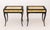 Pair of Koket "Exotica" Nightstands, each with gold-tone metal top above black snakeskin motif fabric covered drawers...