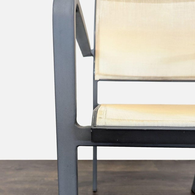 Beige Set of 4 Modern Beige Mesh Armchair With Metal Frame For Sale - Image 8 of 10