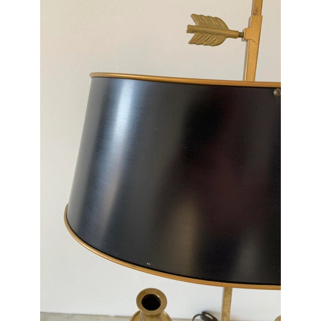 English French Bouillotte Lamp With Black Tole Shade and Dolphin Motif Base For Sale - Image 3 of 12