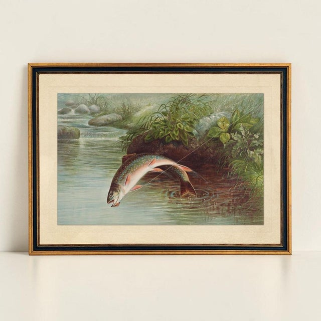 Bring classic sporting style to your walls with our framed reproduction print of “Leaping Brook Trout” by American artist...