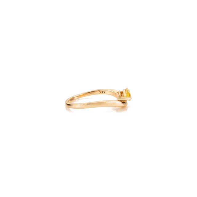 Early 21st Century 14k Gold Retro Yellow Sapphire Solitaire Ring Size 7 For Sale - Image 5 of 14