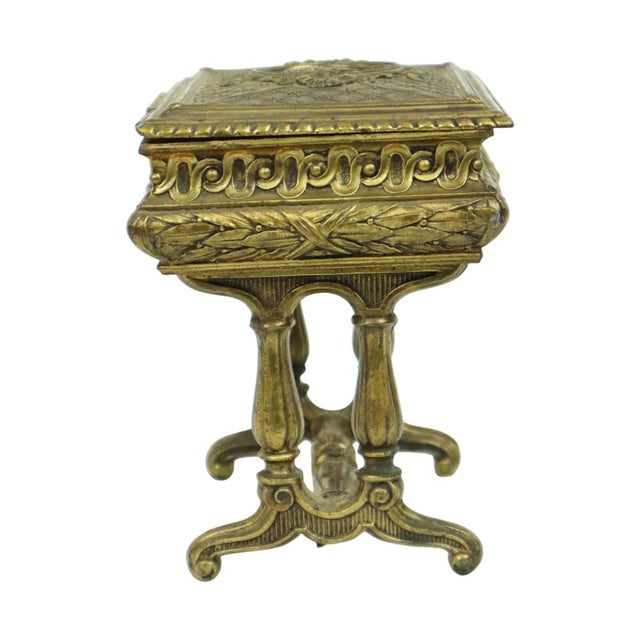 Antique Jewelry Box in Bronze-Colored Metal, France, 1890s For Sale - Image 9 of 18
