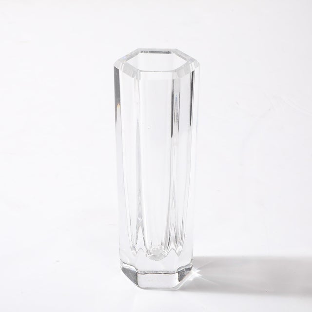 Mid-Century Modern Hexagonal Crystal Vase Signed Bengt Edenfalk for Royal Krona For Sale - Image 16 of 17