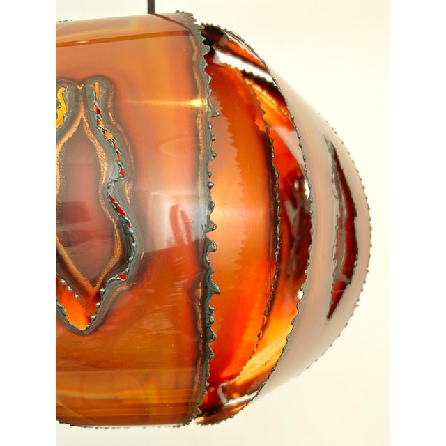 1960s Slice / Flame Cut Copper Pendant Lamp by Svend Aage Holm Sørensen, Denmark, 1960s For Sale - Image 5 of 11