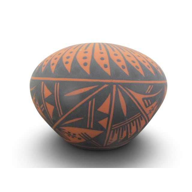 Red Acoma Pueblo Native American Geometric Pottery Seed Jar Pot Signed For Sale - Image 8 of 9