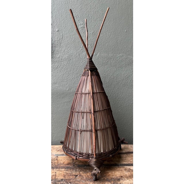 Vintage Japanese Woven Reed Lamp For Sale - Image 15 of 18