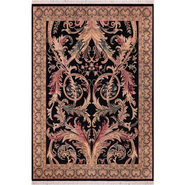 Art Nouveau 1990's Pak-Persian Black/Gray Wool Rug - 9'2'' X 12'5'' For Sale - Image 9 of 9