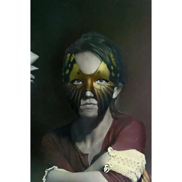 Young Woman with Books, 1970s, Painting on Panel For Sale - Image 4 of 8