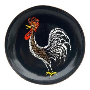 Mid Century Copper Enamel Rooster Catchall