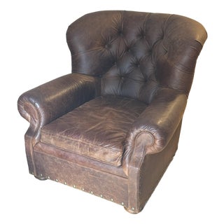 Restoration Hardware Leather Buster Chair For Sale