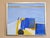 THE GOLDEN DIVIDE Size: 22.6 x 26.8 inches (including frame) Oil on canvas A striking mid-century abstract composition...