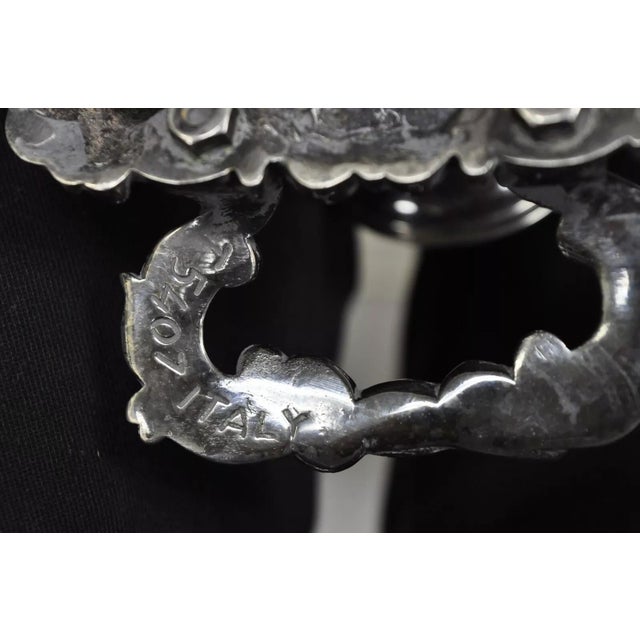 Vintage French Renaissance Silver Plated Figural Italian Inkstand Desk Inkwell For Sale - Image 9 of 12