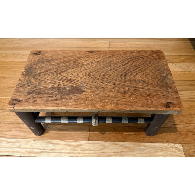 Wood Small Antique Wooden Bench For Sale - Image 7 of 12