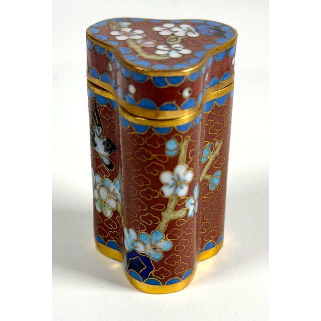Vintage Chinese Cloisonné Small Canister Jar Set - 8 Canisters W/ Original Box For Sale - Image 9 of 17