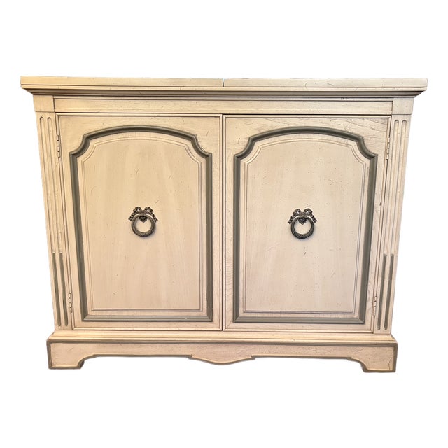 1970s French White Rolling Buffet Cabinet With Leaves For Sale