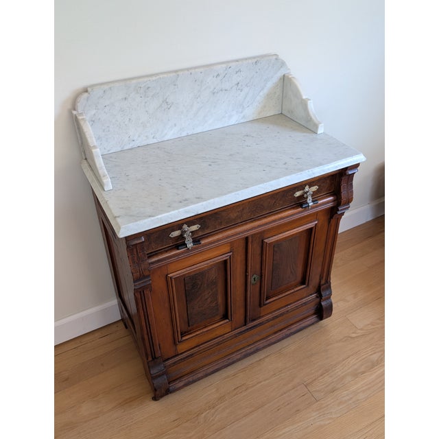 Late 1800's Victorian Marbletop Eastlake Washstand For Sale - Image 4 of 18