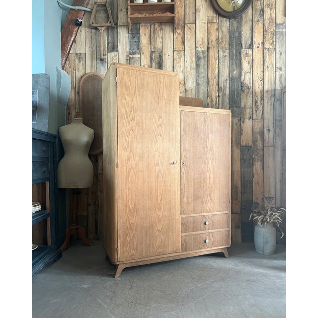 Vintage Art Deco Oak Wardrobe, 1930s For Sale - Image 4 of 18