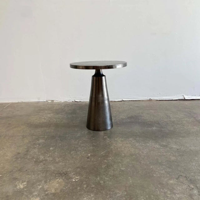 Modern Modern Style Side Table in Antique Pewter With Aged Patina For Sale - Image 3 of 10