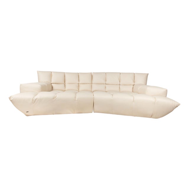 Cloud 7 3-Seater Corner Sofa in Cream Vegan Leather from Bretz For Sale