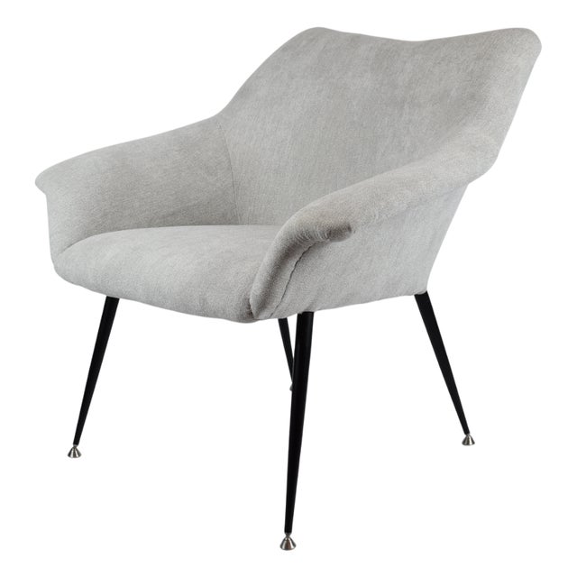 Vintage German Armchair Shell in Grey Fabric, 1960s For Sale