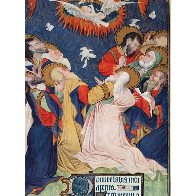 Paper 1950s The Pentecost Color Heliograph, Vintage Print From the Rohan Hours, A French Illuminated Manuscript For Sale - Image 7 of 10