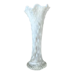 Circa 1909 Northwood Glass White Opalescent Standard Size “Tree Trunk” Swung Vase, Wheeling, West Virginia