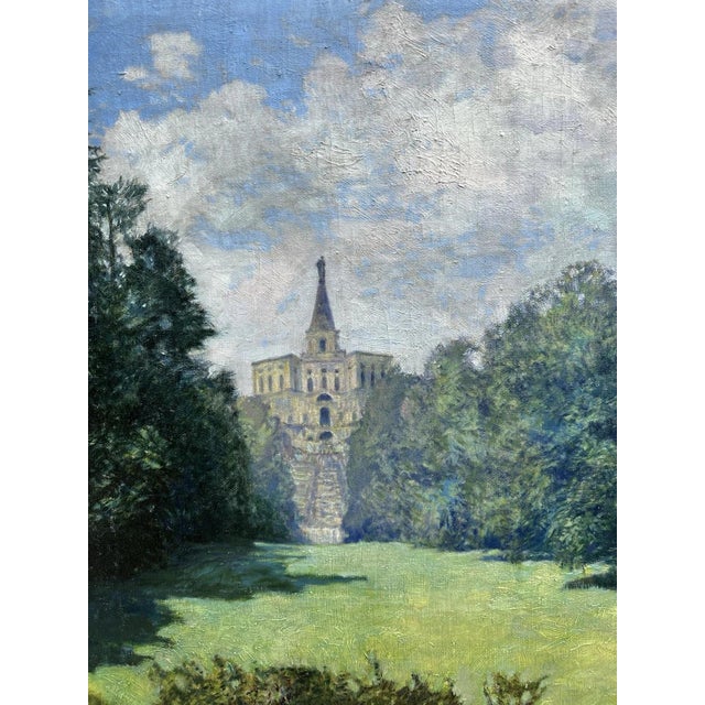 Blue Karl Banďouch, Kassel – Wilhelmshöhe, Hercules Temple with Swans, 1929, Oil Painting on Canvas, Framed For Sale - Image 8 of 13