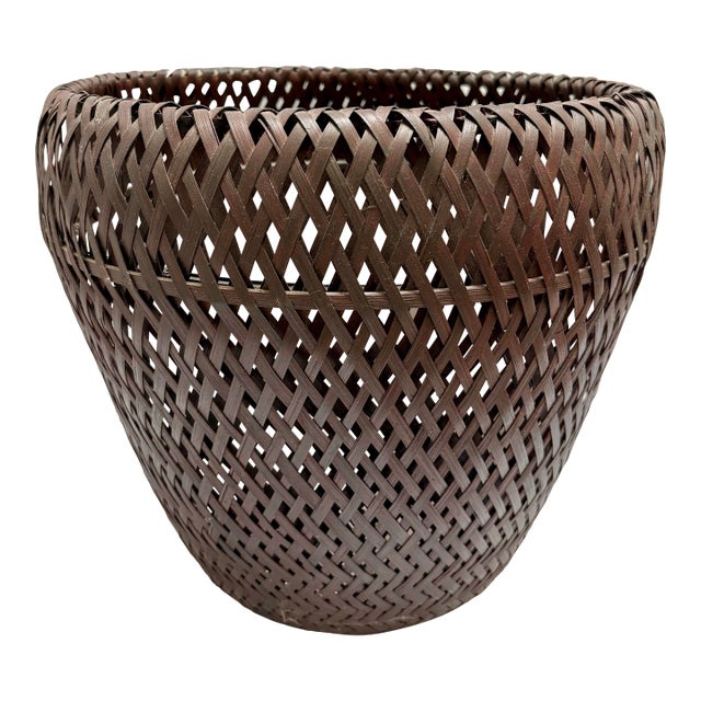 Large Woven Wicker Earthy Rustic Plant Vessel For Sale